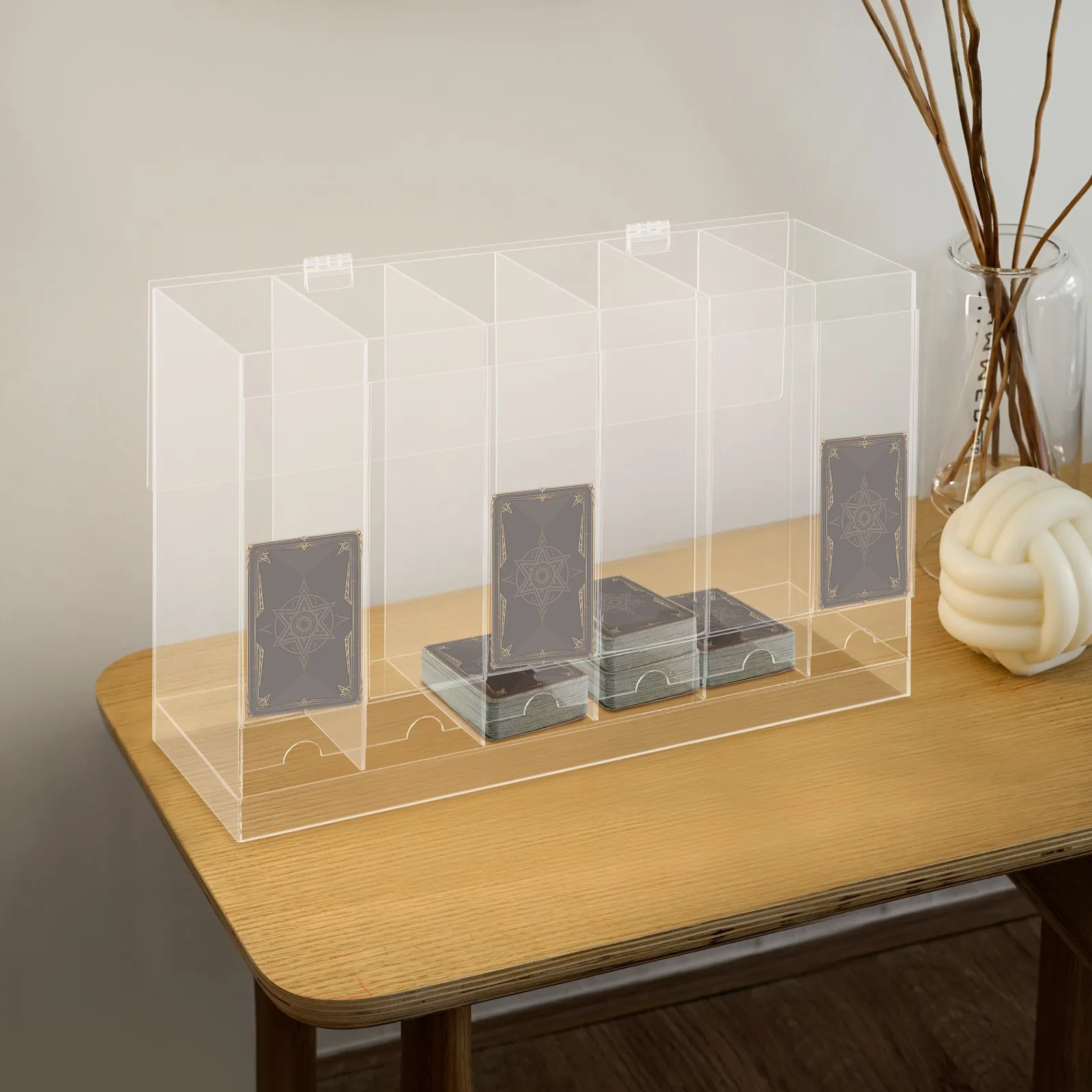 6-Slots Acrylic Booster Pack Dispenser Card Pack Dispenser 17.7*5.5*11.8in with Cover