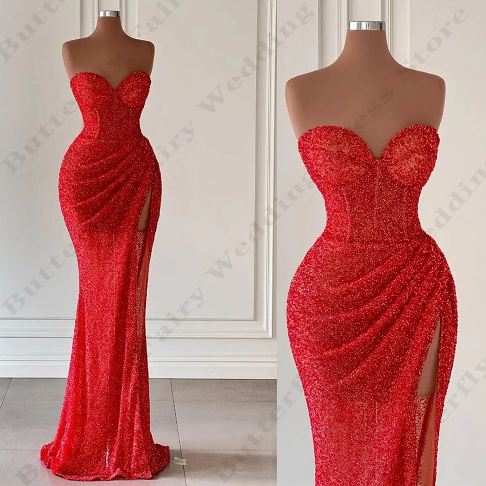 Sexy Mermaid Backless Evening Dresses Fashion Off Shoulder Sleeveless High Split For Women Fascinating Prom Gowns Customized