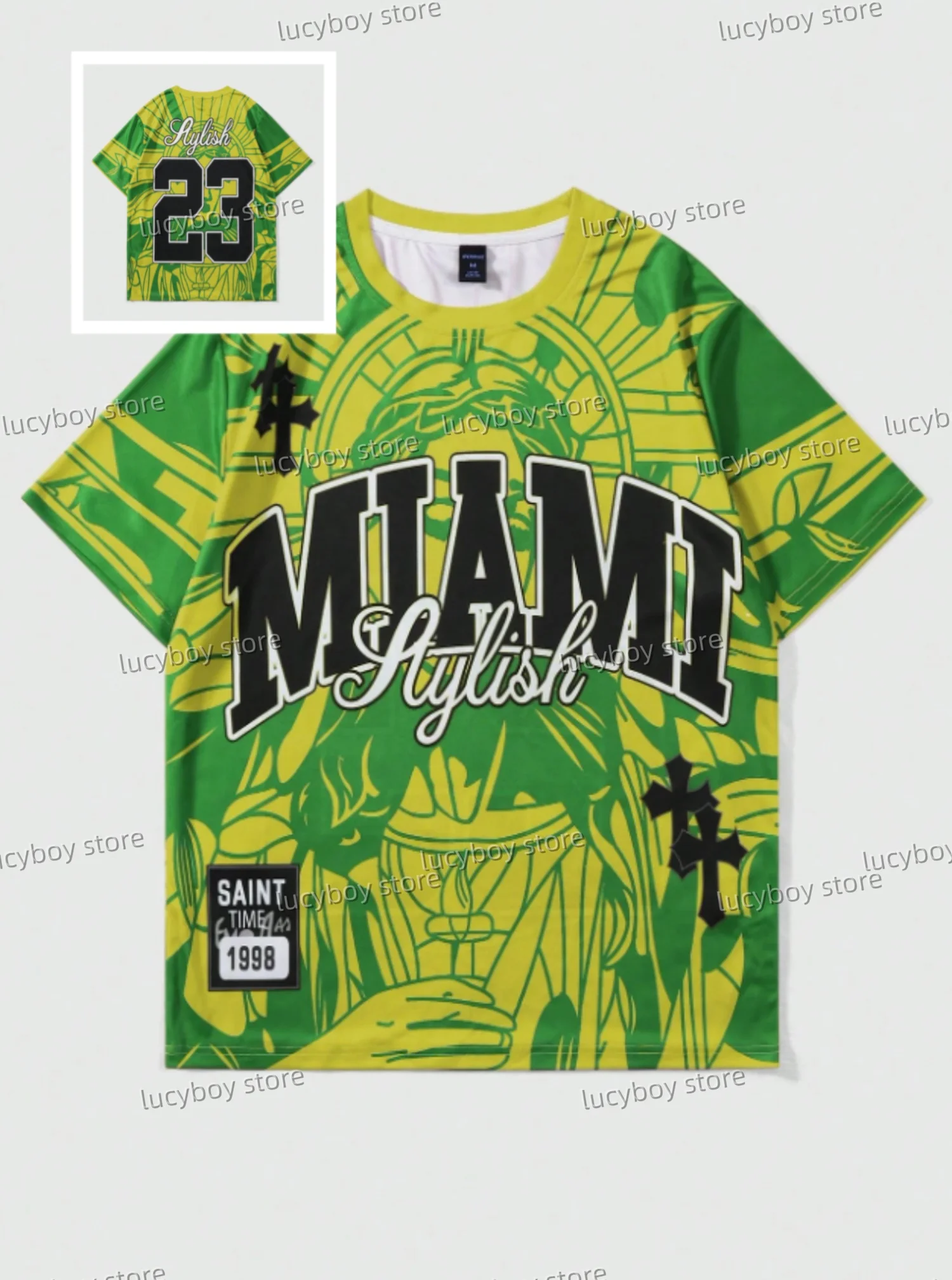 

Summer No.23 Miami Print Men T-Shirt O-Neck Short Sleeves Lightweight Jersey T-Shirt plus size sport daily Tees Men Clothes