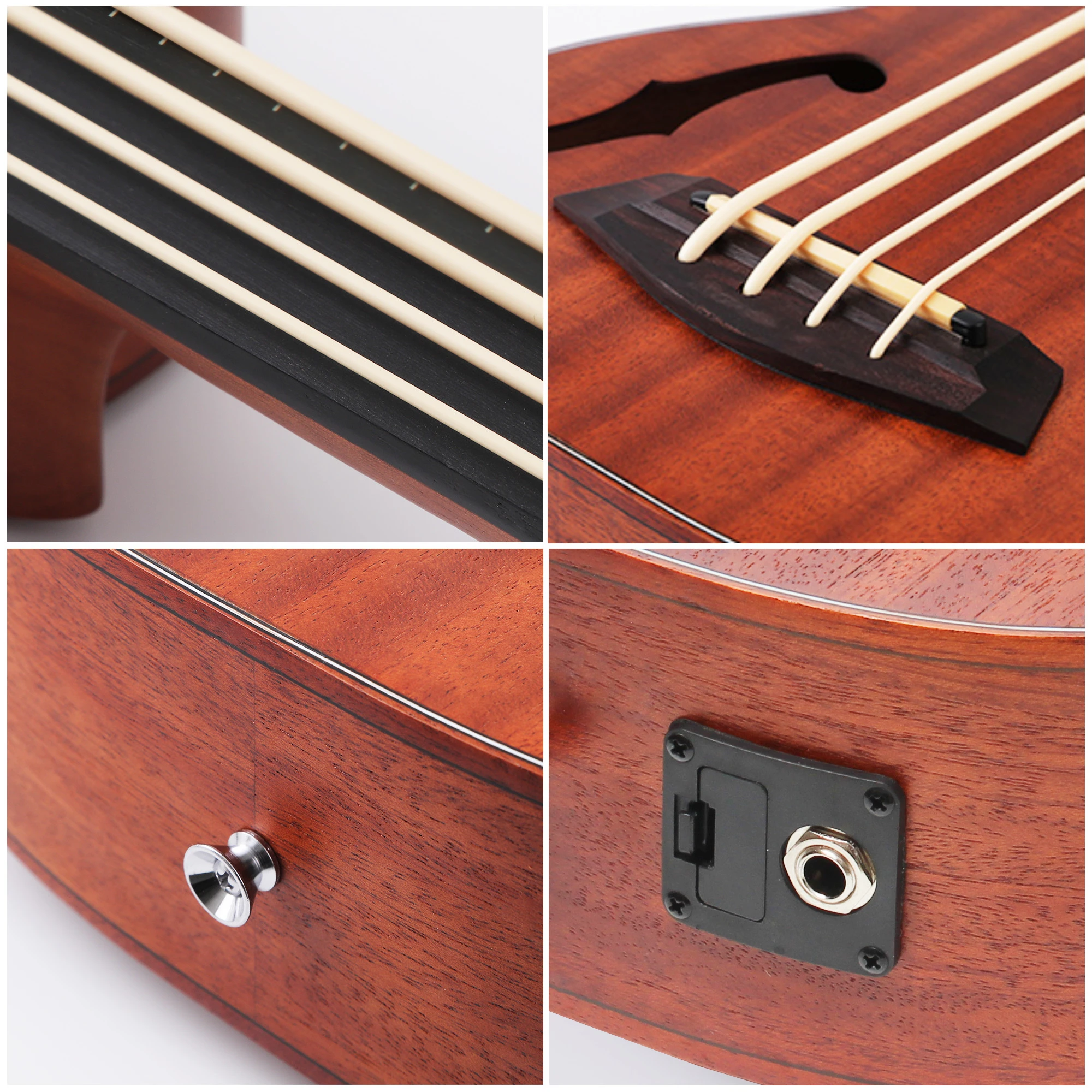 Batking Ukulele Bass Electric Ubass，30 inch Baritone bass ukulele, Fretted Electric Acoustic Uku bass With Gig Bag