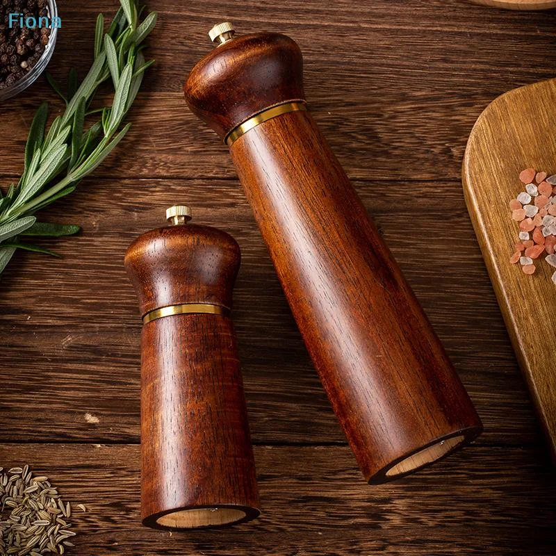 

✔Wooden Pepper Mills Salt And Pepper Grinder 5/8 Inch Spice Pepper Grinder With Adjustable Ceramic Handheld Herb Seasoning Mills