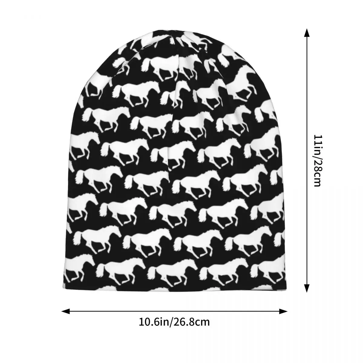 Horse Print Bonnet Hats Black and White Beanie Hats Design Skullies Beanies Winter Vintage Women Outdoor Sport Head Wrap Caps