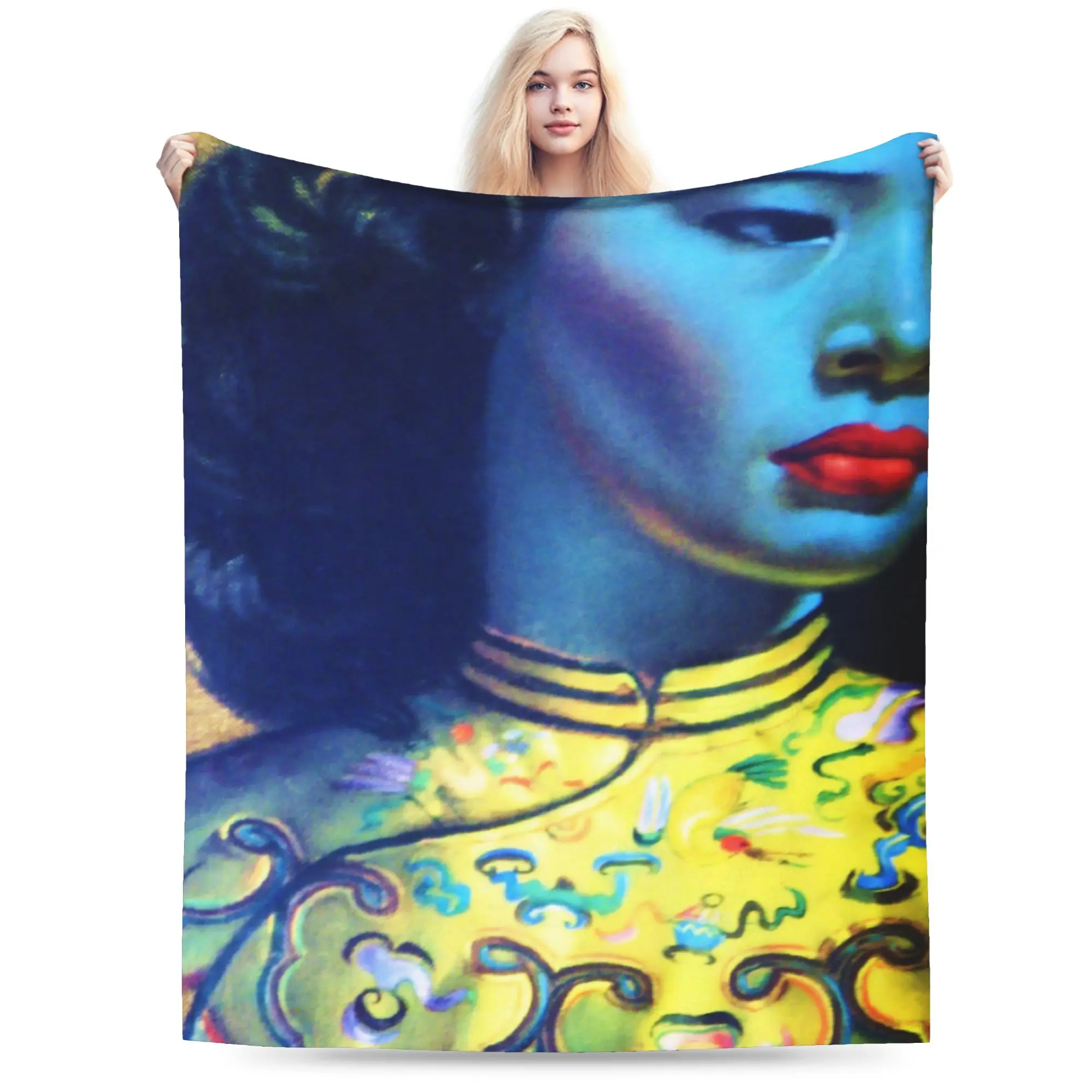 Miss Wong Vladimir Tretchikoff  Blanket Lightweight Thin Fleece Healing Present  Throw Blankets Bedspreads
