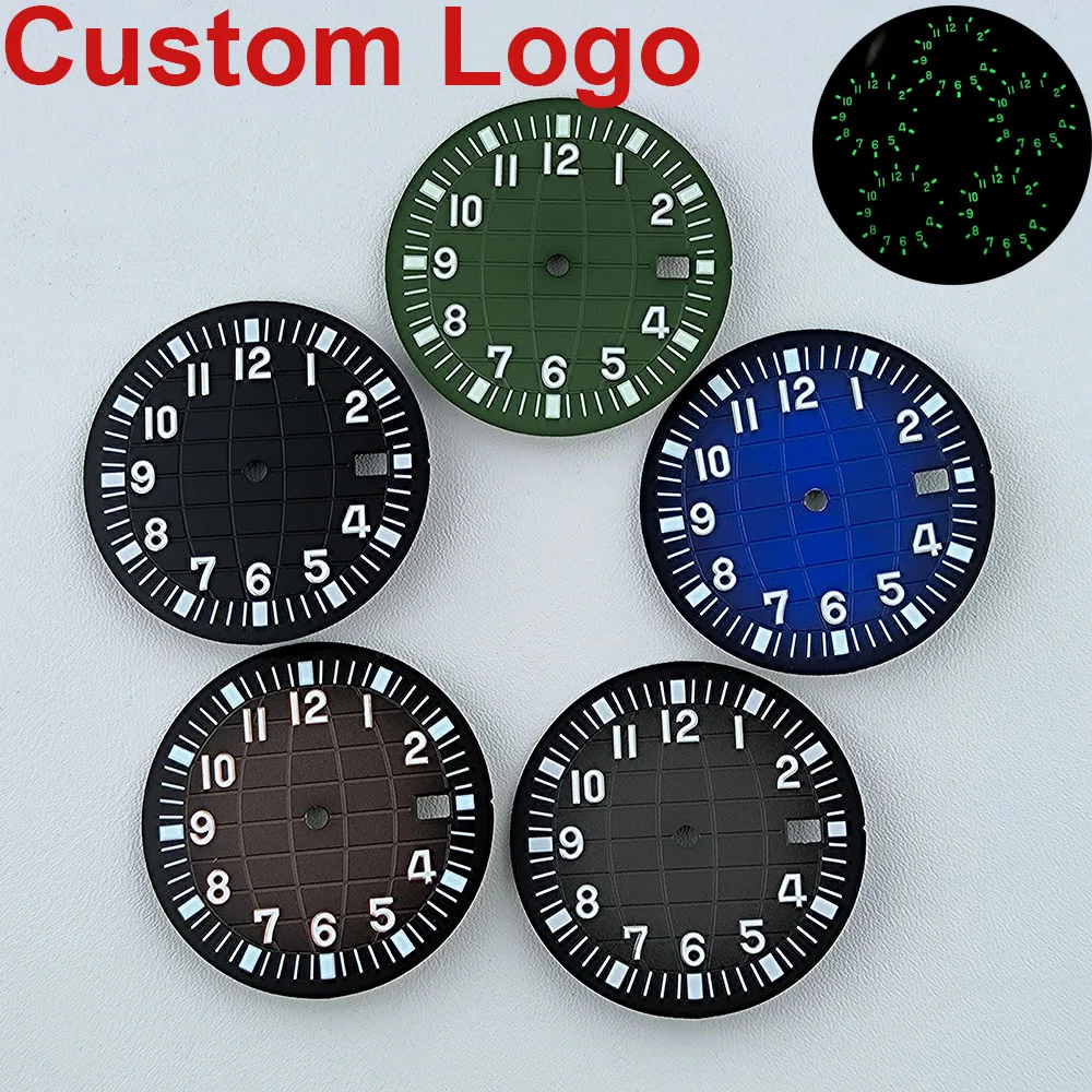 32mm Watch Dial N H35 Dial Watch Dial Custom logo Dial Green Luminous dial Suitable for N H35 N H36 movement watch accessories