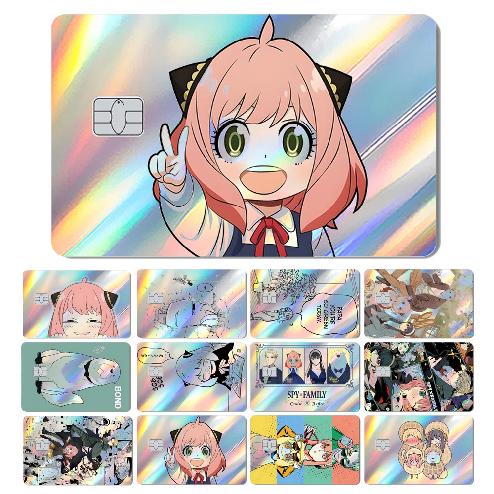 Magic Shark SPY X Family Anime Holographischer Aufkleber-Film für Kleine und Große Kredit-, Bank- und Debitkarten Ohne Chip Ohne Verblassen