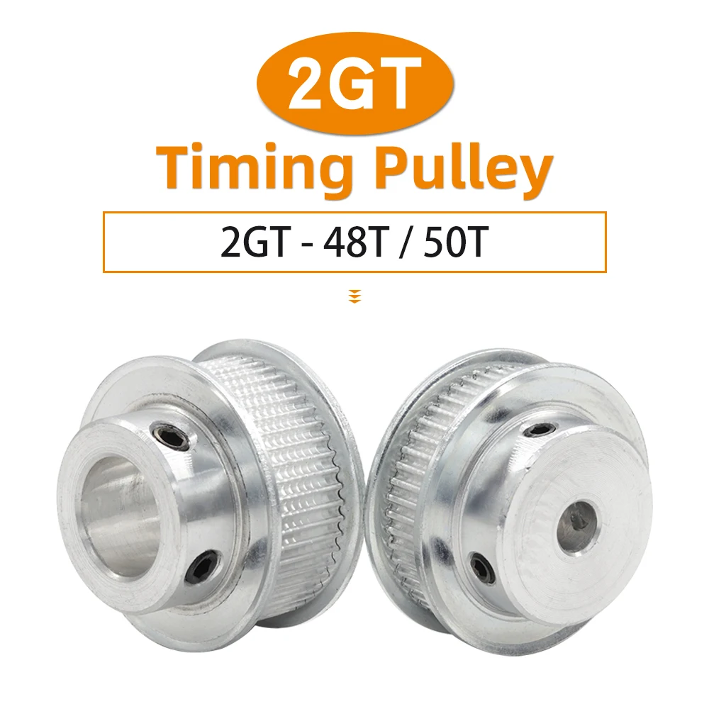 

2GT 48T 50T synchronous Pulley Teeth Pitch 2 mm Bore 5-16 mm gt2 Aluminum Motor Pulley Belt Width 6/10/15mm For 3D Printers