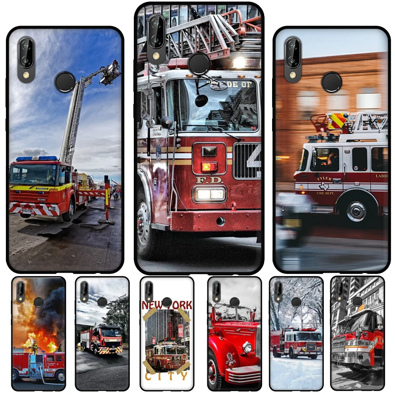 Coque de téléphone souple avec motif camion de pompiers, étui pour Huawei P30 Lite P40 P20 Pro Mate 20 10 Lite P Smart 2021 2019