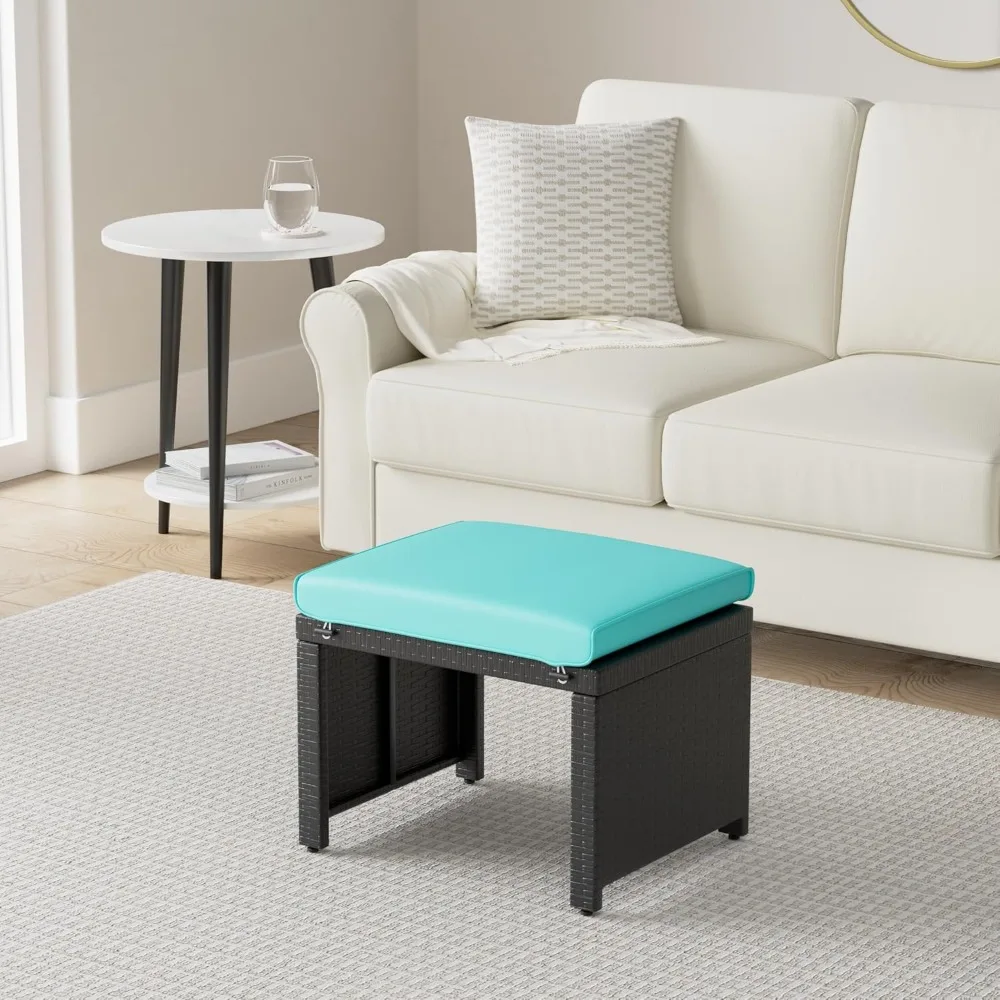 

Versatile Wicker Ottomans,Support, Seating, Table Use, Storage & Removable Cushions,Versatile Wicker Ottomans