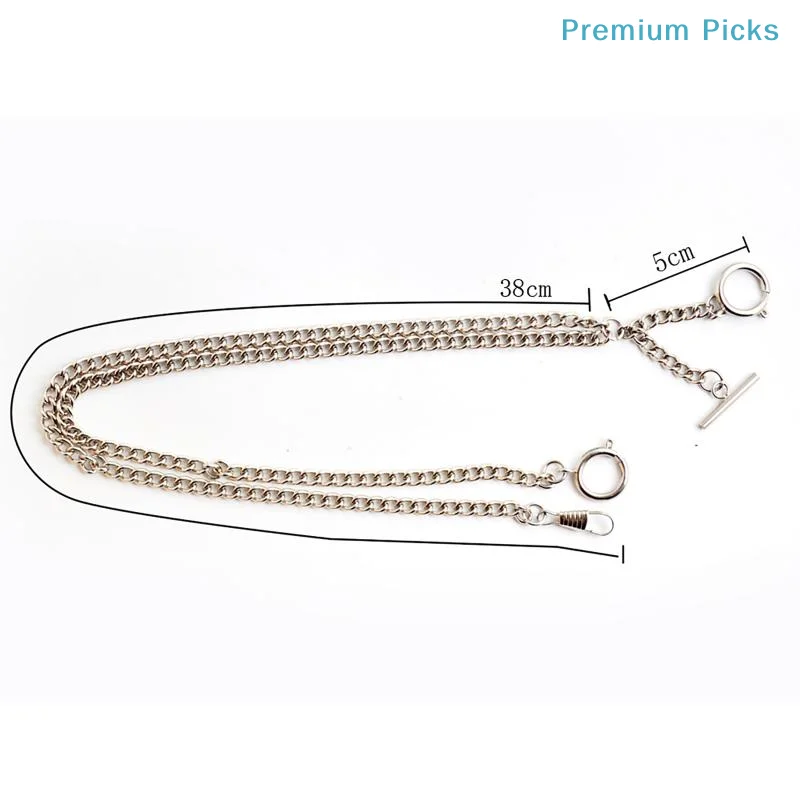 portableDouble Chain Pocket Watch Chain Curb Link Chain Clip Pocket Chain For Men And Women For Christmas And Father's Day Gift view 2