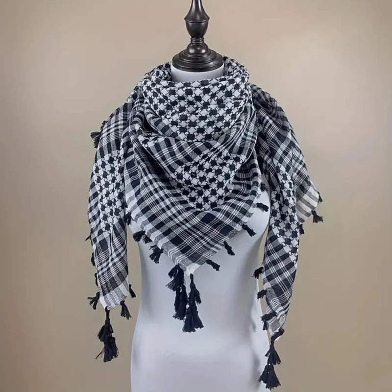 Keffiyeh tácticas bufanda del desierto abrigo Shemagh cabeza cuello bufanda árabe Unisex árabe Shemagh Keffiyeh bufanda