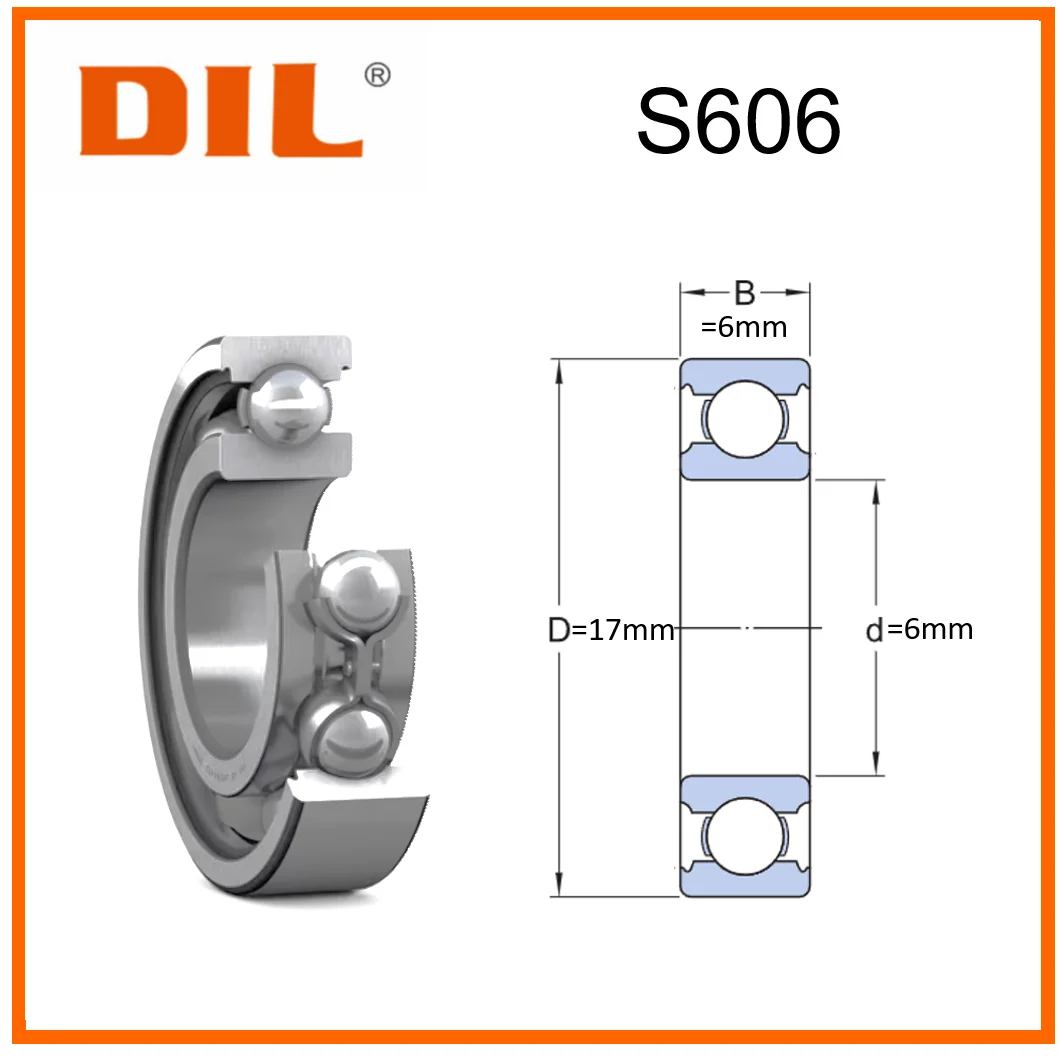 Original New DIL Stainless Steel Miniature deep groove ball bearing S606 606 606ZZ 606-2Z 606-2RS for 3D printer SKF replacement