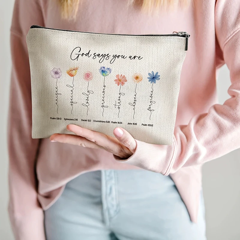 God Says You Are Scripture Makeup Bag Christian Mom Gift Inspirational Bible Verse Cosmetic Bag Affirmations Encouragement Gifts