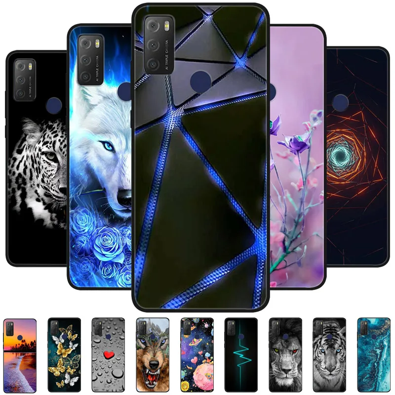 For TCL 20E Case 6125F 6156D Cool Animal Cartoon Soft Silicone Funda for TCL 20Y Phone Cover TCL20E Black Coque 6125D 6125H Capa