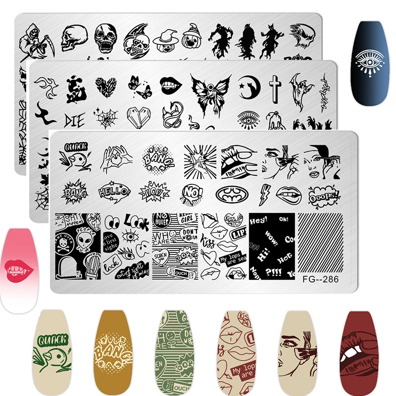 Easter Halloween Nail Stamping Plates Pumpkin /Skull /Flowers /Star Stainless Steel Printing Stencil Reusable Nail Steel Plate