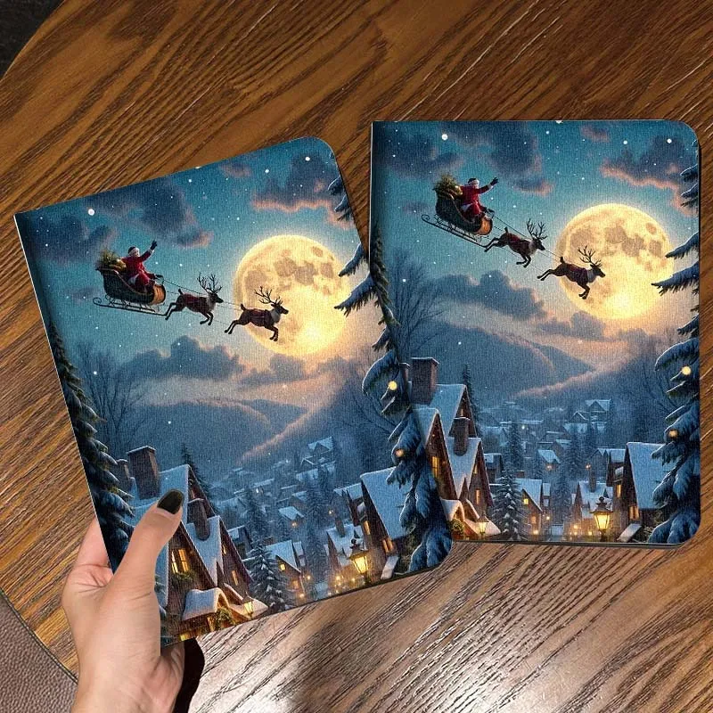Santa Reindeer Sleigh Night For iPad Pro Mini Air 1 2 3 4 5 6 7 10 11 th 8 9 gen 11 M4 M5 Foldable Tablet Case Cover