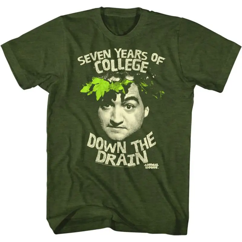 

Animal House T Shirt College Down The Drain Green