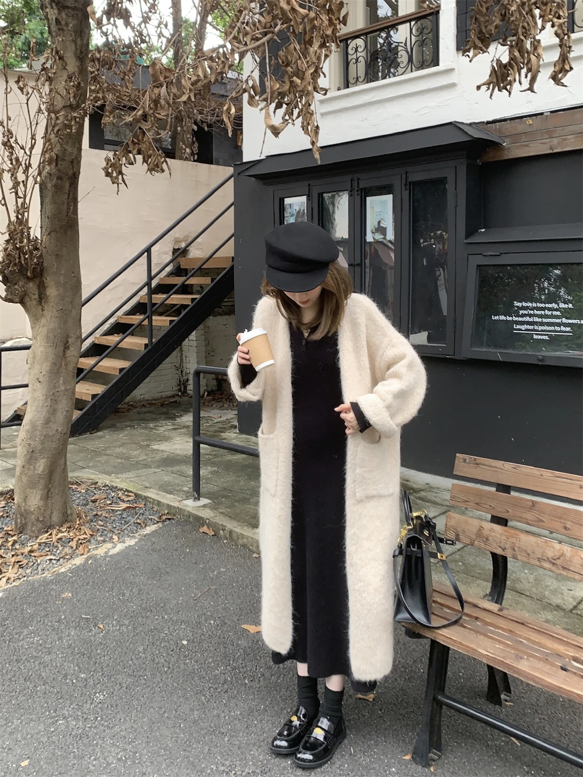 

FUGUI RICH Manding Honey Orange вязаное шерстяное пальто Thiened осень-зима новый большой кардиган свитер для женщин