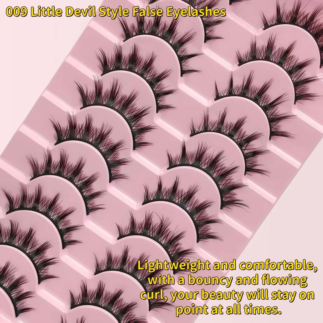 Eyelashes 10 Pairs Mange Lashes 3D Cat Eye Lashes Faux Mink Lashes Natural Fluffy False Eyelashes Wispy Makeup Tools