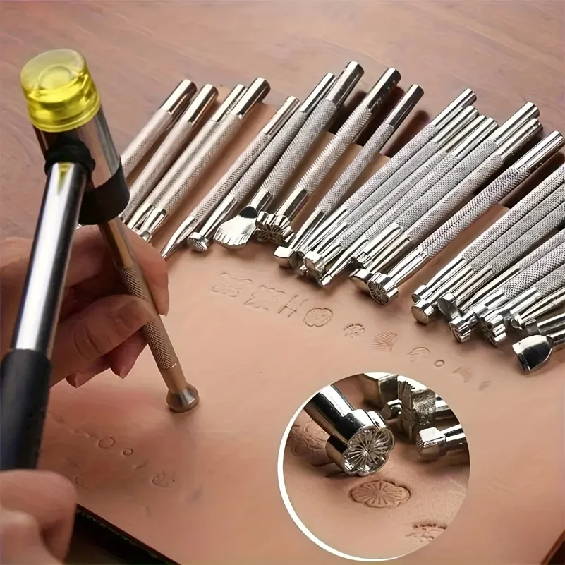 

20pcs Leather DIY Tool Set - Leather Printing, Punch, Bag Carving and Embossing Tools