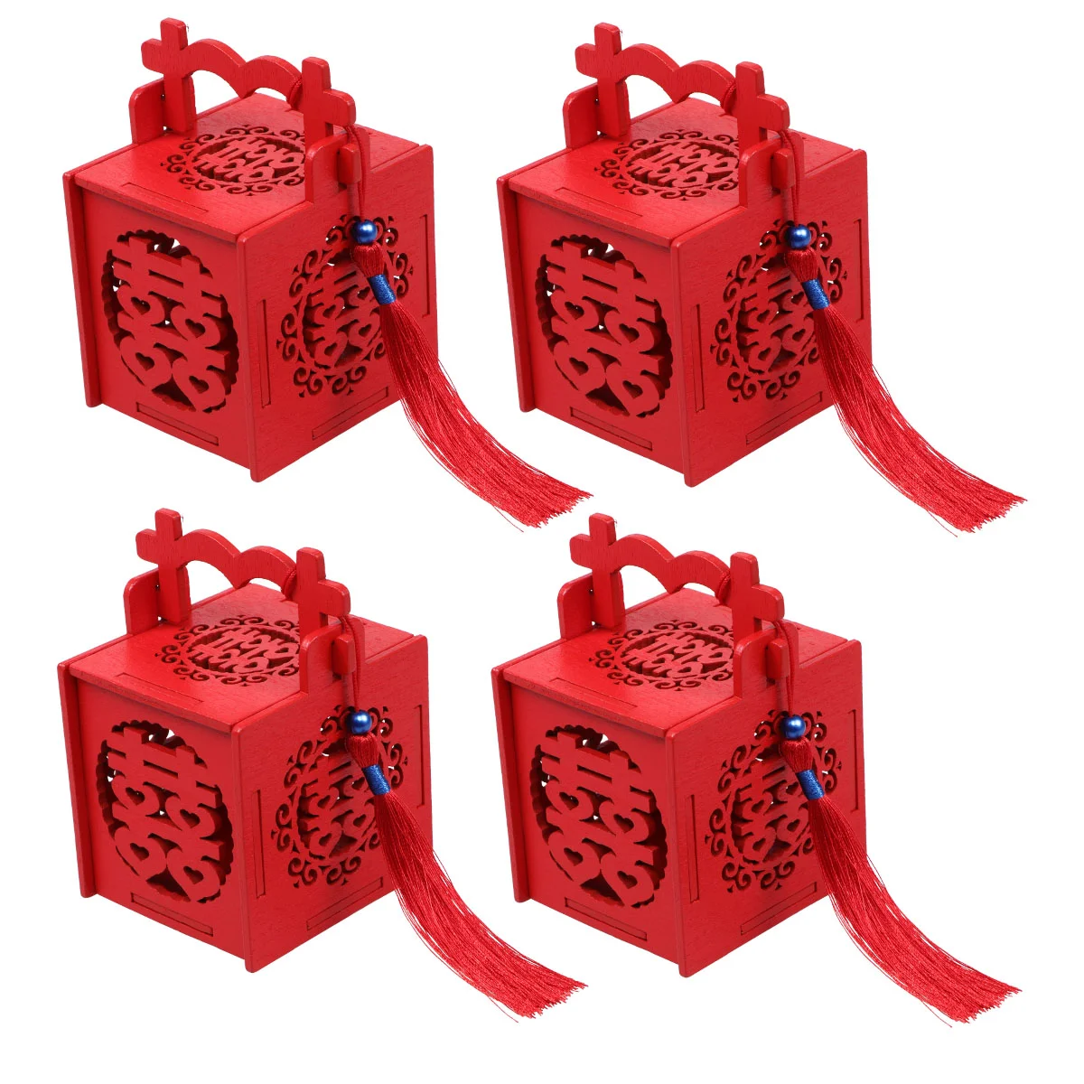 Caja de dulces de 4 piezas, decoración de boda Para habitación de bebé, Cajitas de bambú de madera, recuerdos de fiesta