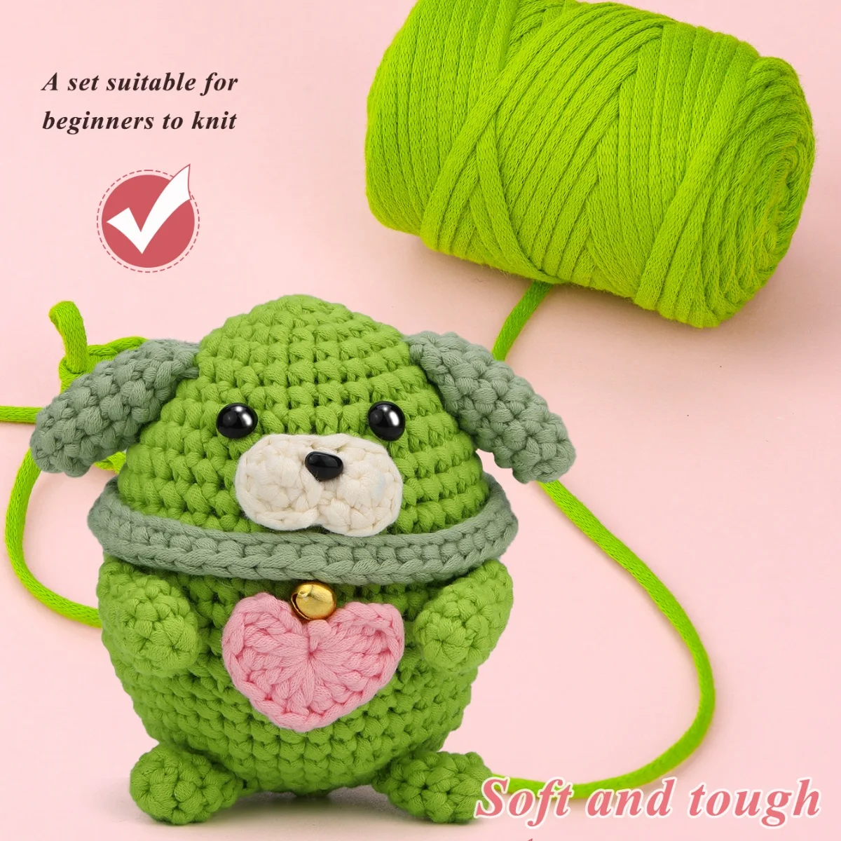 مجموعة كروشيه للكلاب من MIUSIE للمبتدئين، مجموعة أدوات كروشيه من مزيج القطن والنايلون تتضمن دروس فيديو مع غزل كافي وملحقاتها #4