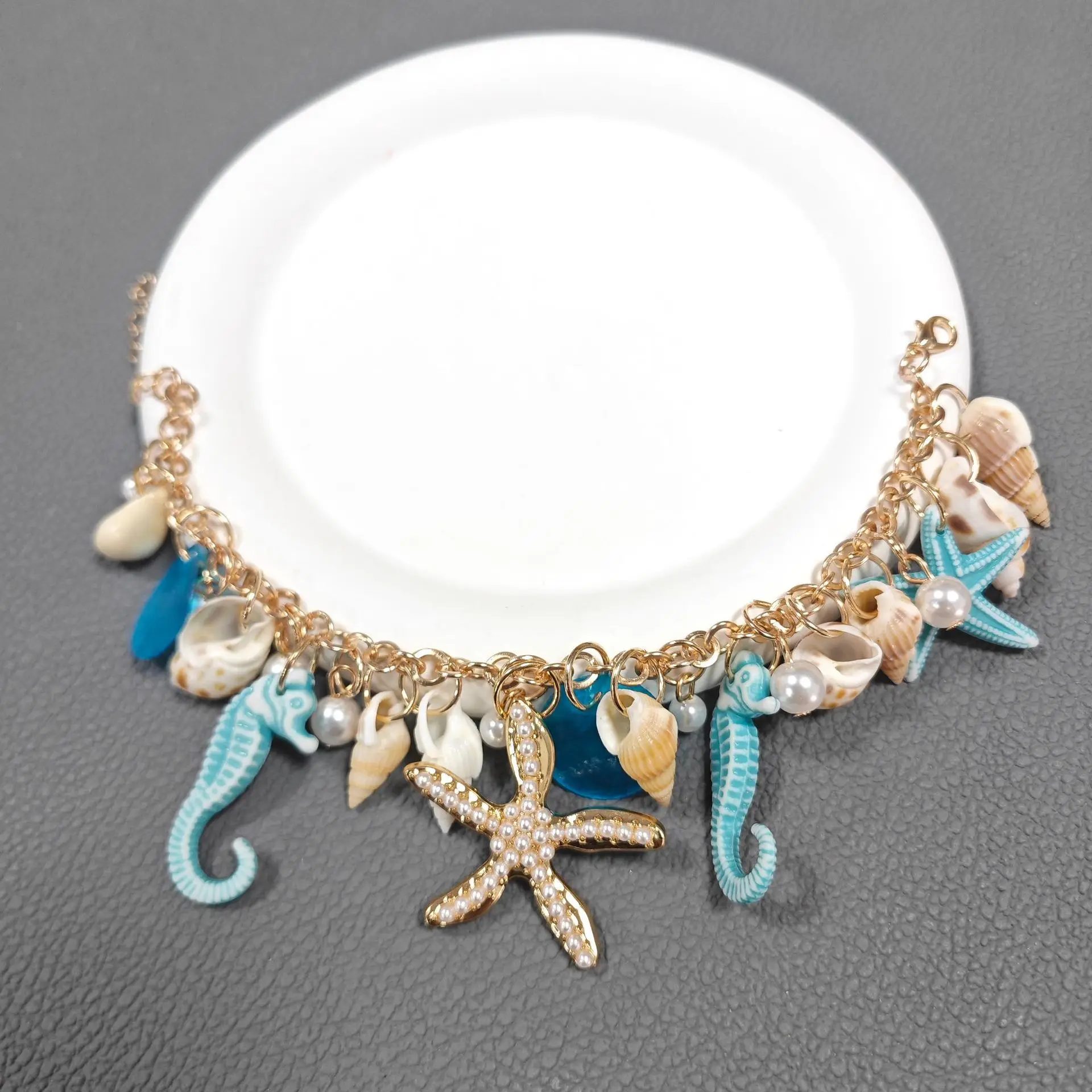 Ladies Blue Bohemian Bracelet Starfish Shell Seahorse Chains Bracelets