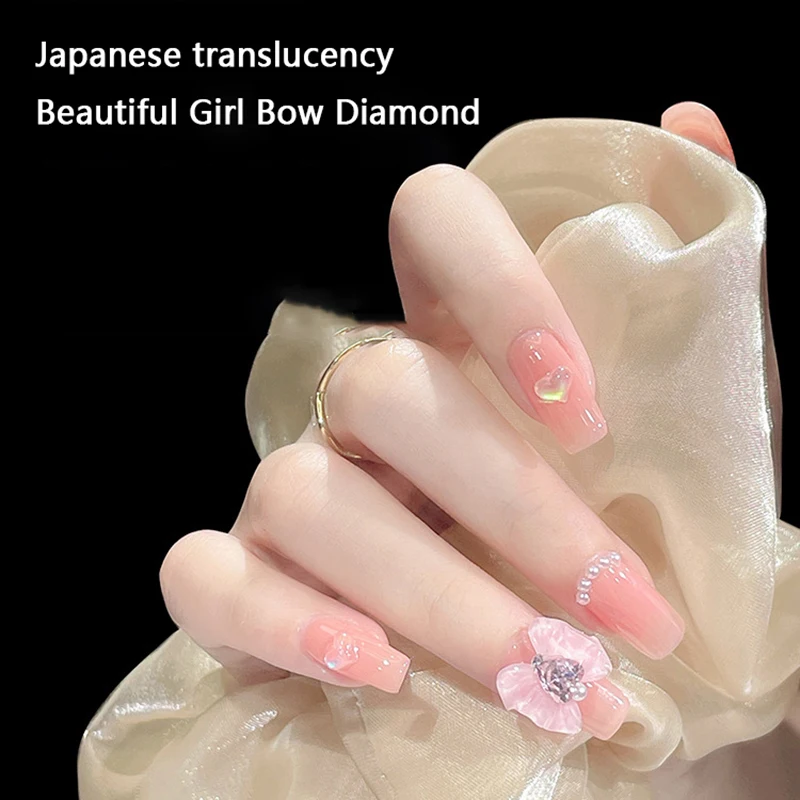 5 قطعة القوس الراتنج ثلاثية الأبعاد مع بريق القلب الراين اللؤلؤ مسمار الفن مجوهرات Deocrations النساء صالون الأظافر الفاخرة مانيكير السحر