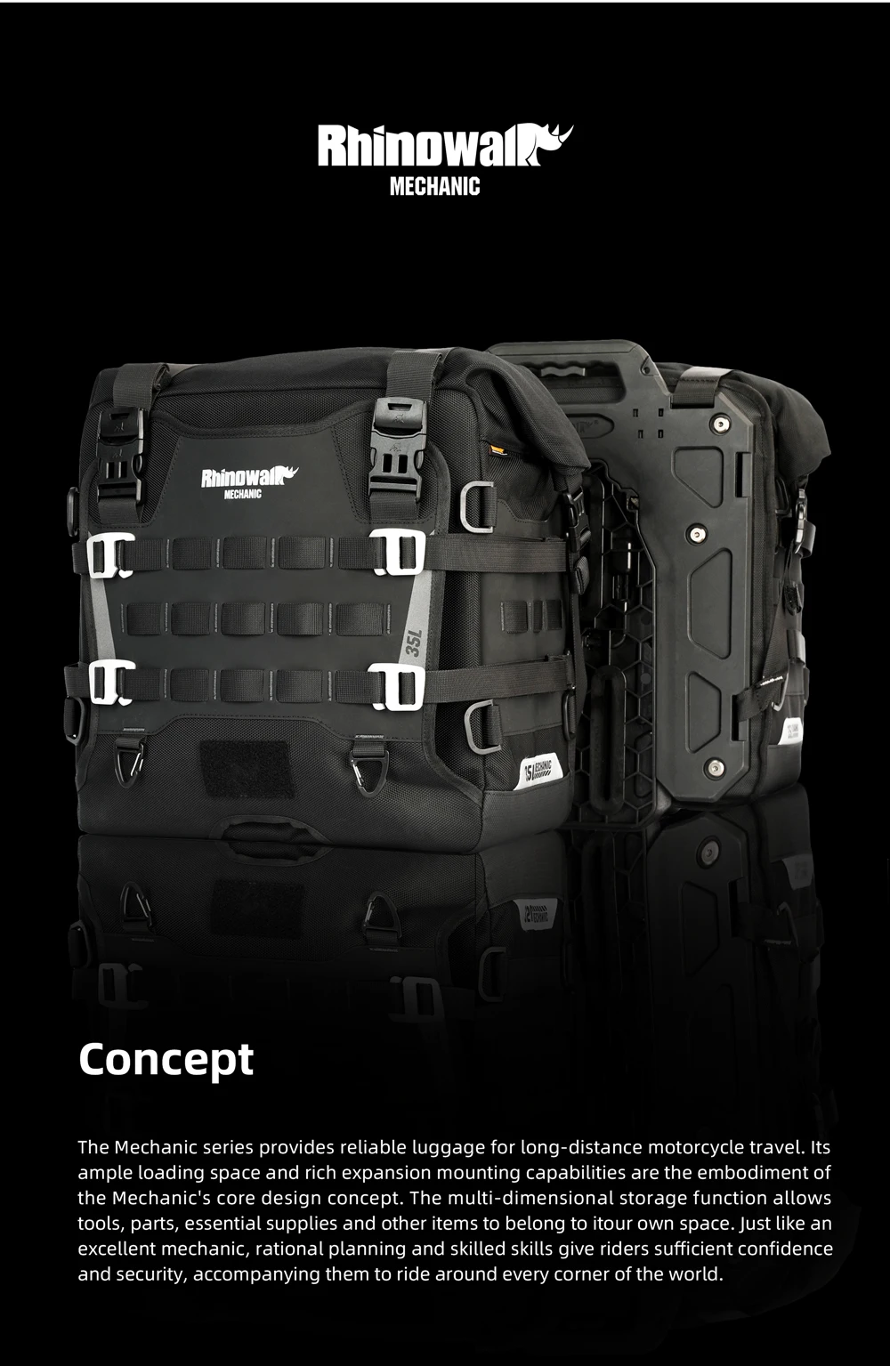 Rhinowalk 35L Wasserdichte Motorrad-Satteltasche mit Schnellverschluss und MOLLE-System-Schlossloch für Abenteuerreisen – Detail 4
