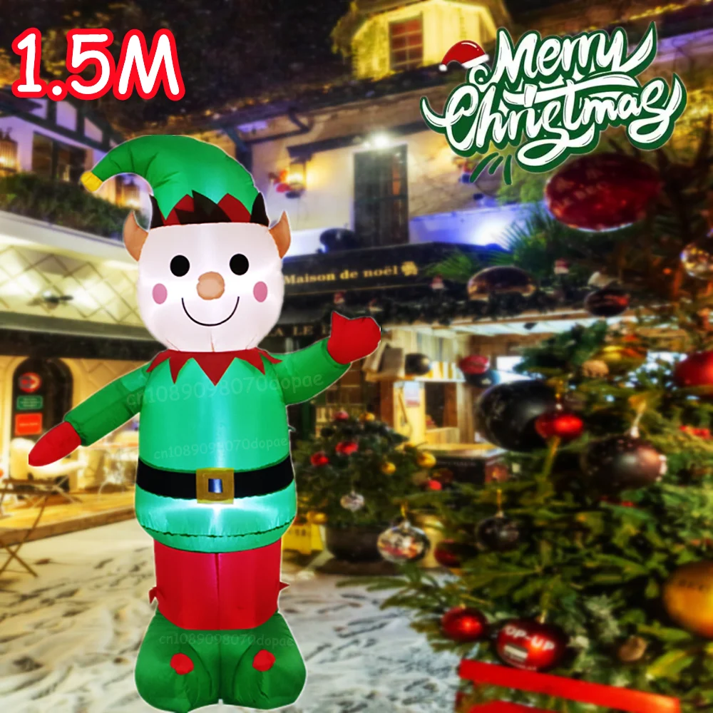 

5FT Christmas Inflatable Elf Boy With Built-in LED Lights, For Indoor And Outdoor Lawn Large Courtyard Parties Xmas Decoration