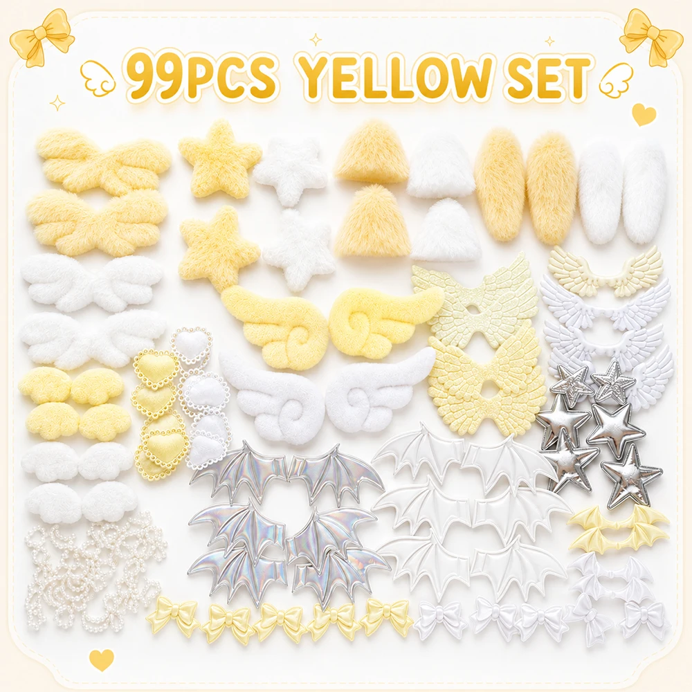 Süßes Mädchenhaftes DIY-Deko-Set: Spitzenband-Schleife, Engelsflügel, Hasenohren, Taschenzubehör, Lolita-Anime-Kartenanhänger, Handgemachte Dekoration