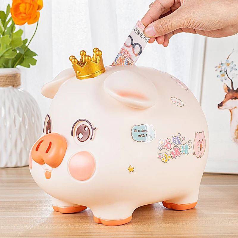 

Cute Pig Piggy Bank Cartoon Toy Creative Ornament Anti Fall Coin Money Box for Papper Money Hidden Storage hucha Home Decoration