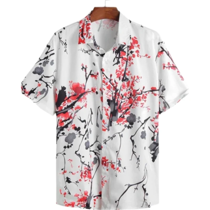 Visual Illusion Graphic Shirts for Men Clothing 3D Print Hawaiian Beach Shirt Short Sleeve y2k Tops Vintage Clothes Lapel Blouse