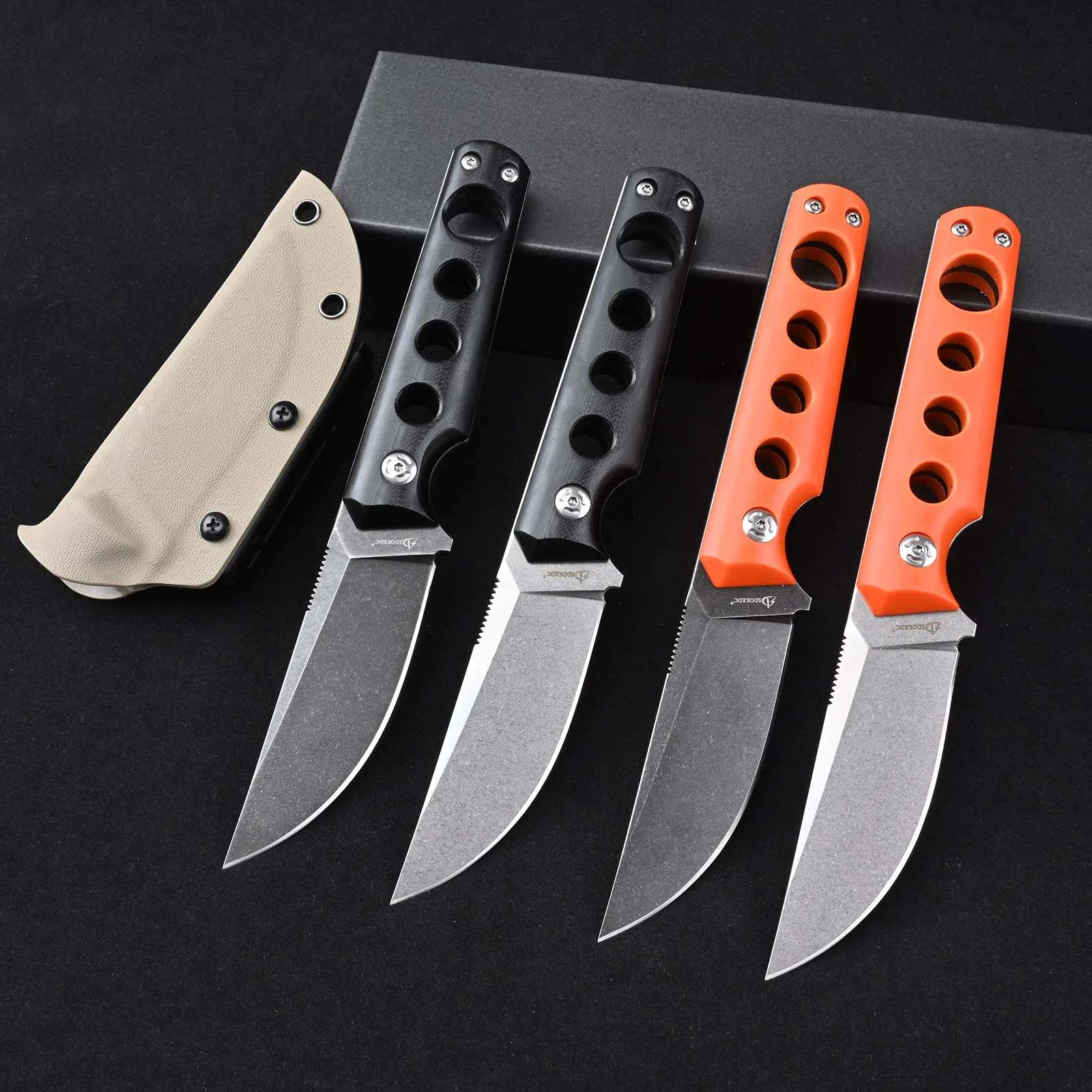 

SDOKEDC Outdoor Camping Fixed Blade Knife DC53 Steel G10 Handle Portable EDC Tool with Kydex Sheath for Hunting Hiking Bushcraft