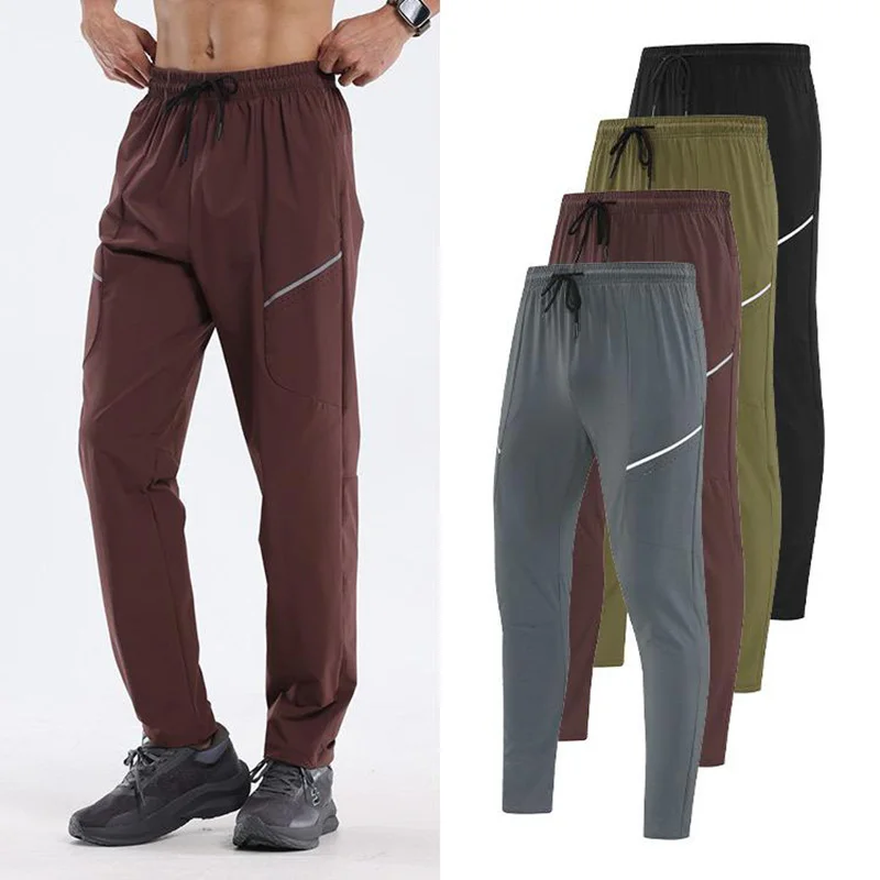 

Осенне-зимние спортивные брюки, быстросохнущие брюки, мужские брюки для тренажерного зала, фитнеса, бега, свободные дышащие уличные брюки с защитой от брызг