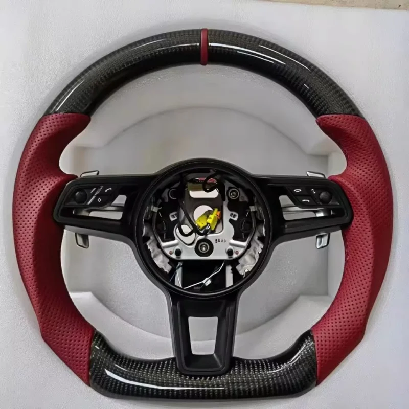 Customized Carbon Fiber Leather Car Steering Wheel For Porsche Panamera Cayenne Macan Taycan Cayman Boxster 911 Steering Wheel