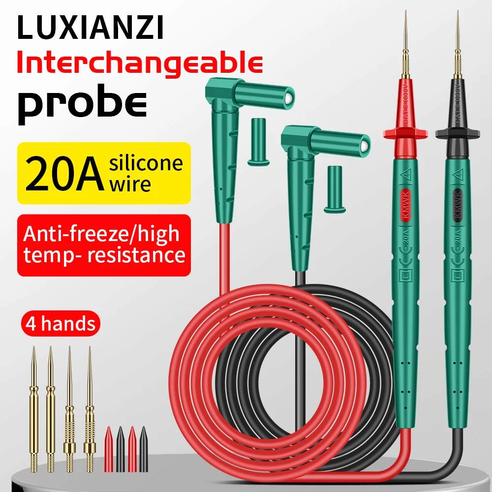 LUXIANZI 20A 1000V Multimeter Test Leads Cable Pure Copper or Stainless Steel Probe Universal Measuring Meter Probe Wire Pen