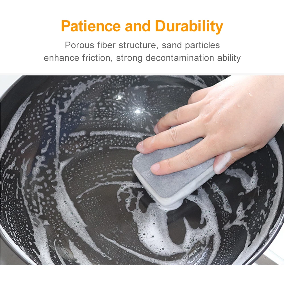 10PC Sponge Dishwashing Wipe Household Double Sided Pot Brush Kitchen Housework Cleaning Rounded Three Layer Sponge Scouring Pad