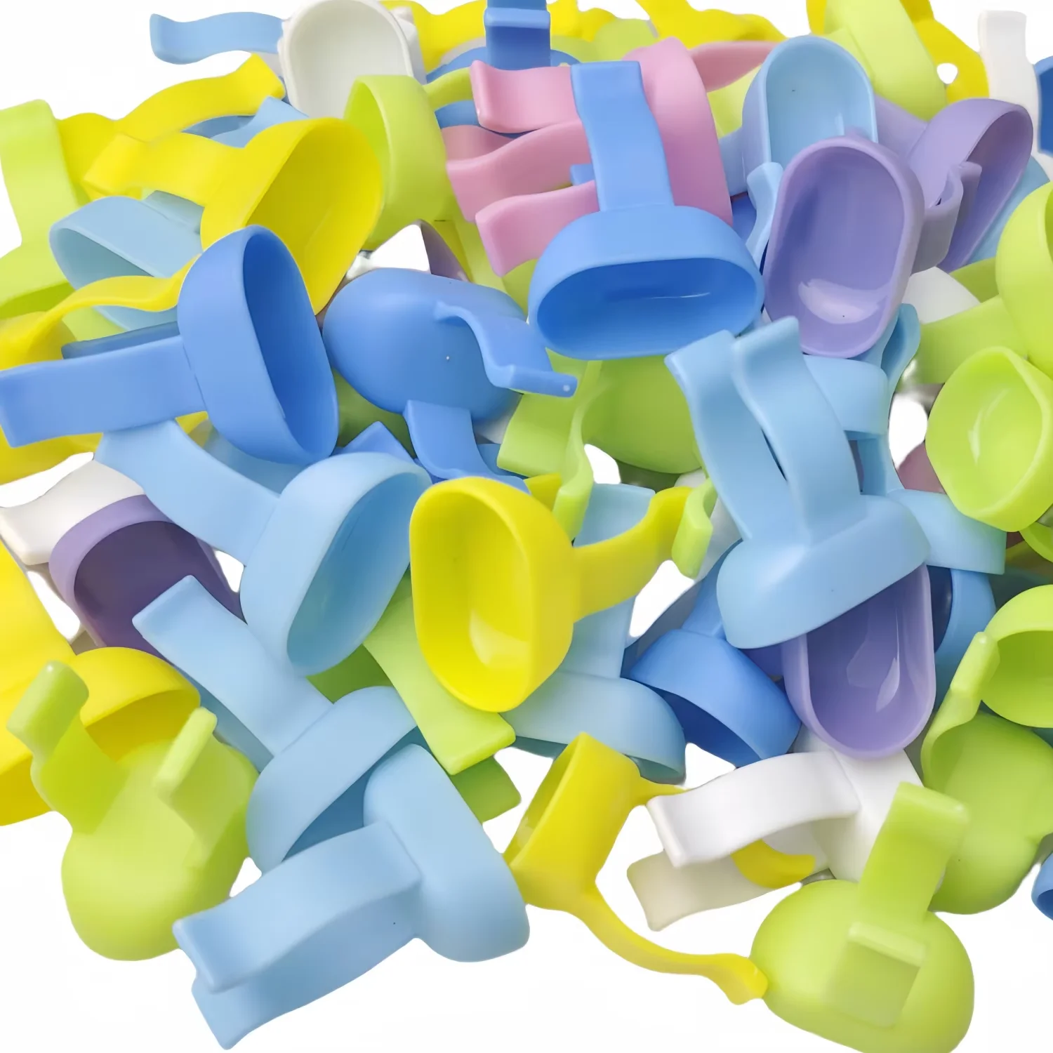 JUMTOP 100Pcs Dental Mixing Finger Ring Bowl Cup Plastic Random Colors Dentistry Storage Supplies Laboratory Tools