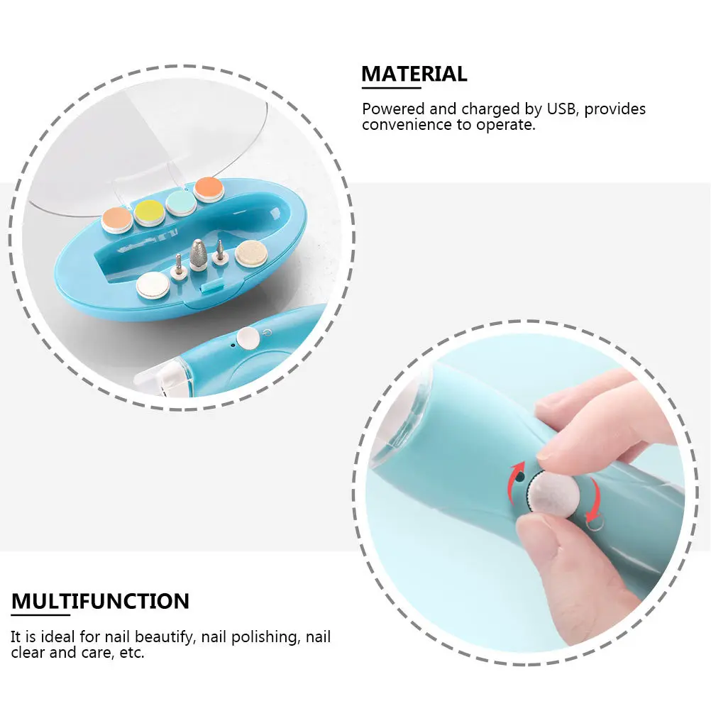 

1Set USB Rechargeable Nail Grinding Tool Kit 9 Heads Compact Electric Nail File for Polish Sharpening and Trimming Professional