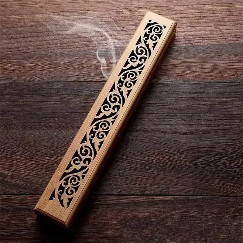 1pc Bamboo Wooden Incense Stick Holder Burning Joss Insence Box Burner Ash Catcher Insence Burner  Bakhoor Decoração Para Casa