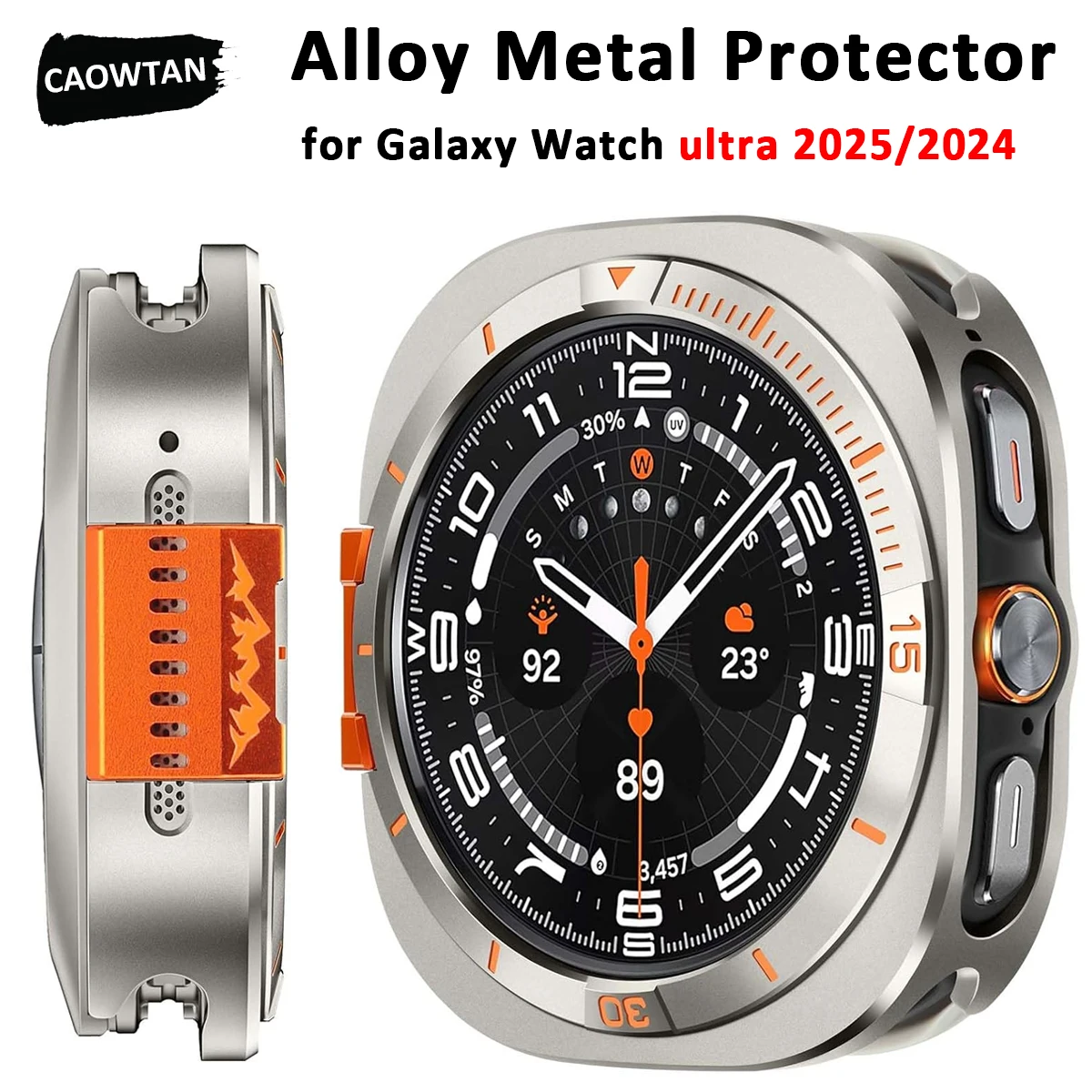 Metallhülle für Samsung Galaxy Watch Ultra 2025/2024 Legierungsgehäuse 2-in-1 Schutz Robuster Stoßfänger für Galaxy Watch 7 Ultra 47mm