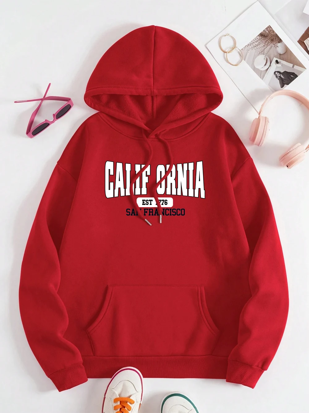 California Est 1776 San Francisco Men Women Hoodie Cute Pullover Hoody Autumn Fleece Sweatshirt Casual Oversize Couple Clothing