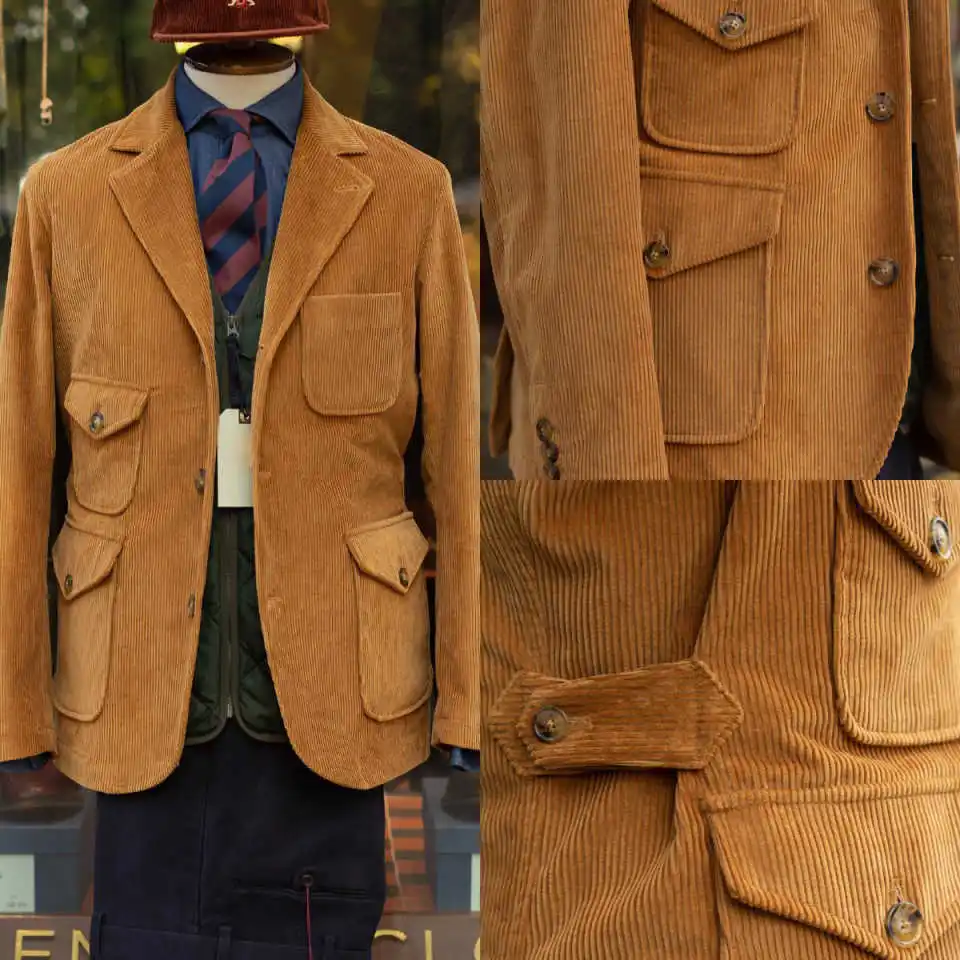 Customized Stripe Mens Suits 1 Pieces Jacket Notch Lapel Special Business Office Commuting Chaqueta Hombre