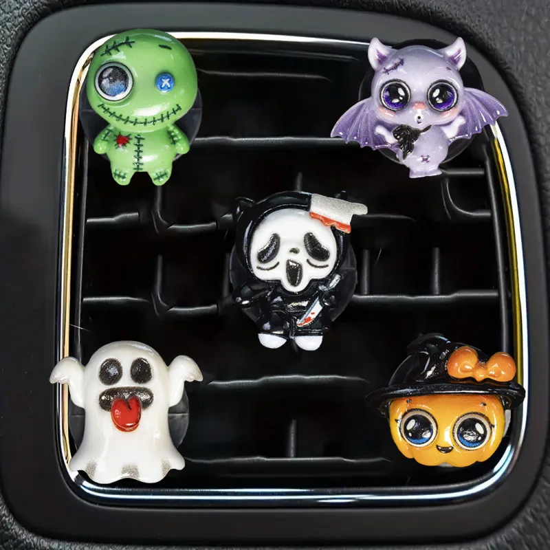 

5PCS Halloween Car perfume Skull Ghost Car Fragrance Clip Car Air Conditioner Fragrance Decoration Car perfume Clip