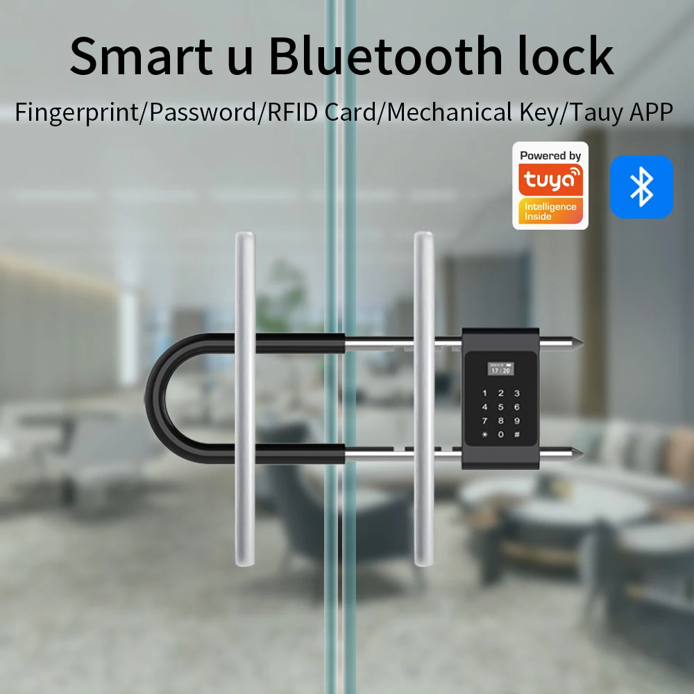Electronic Biometric Fingerprint Lock Support Tuya APP Control Bluetooth Password 13.56Mhz Card U-Type Lock for Office Door Lock view 2