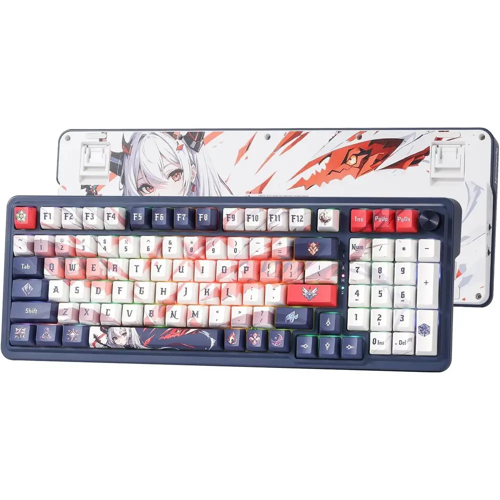 

Enhanced 98-Key Wireless RGB Mechanical Keyboard with Hot-Swap, Anime Theme, Dedicated Knob, and Noise Reduction
