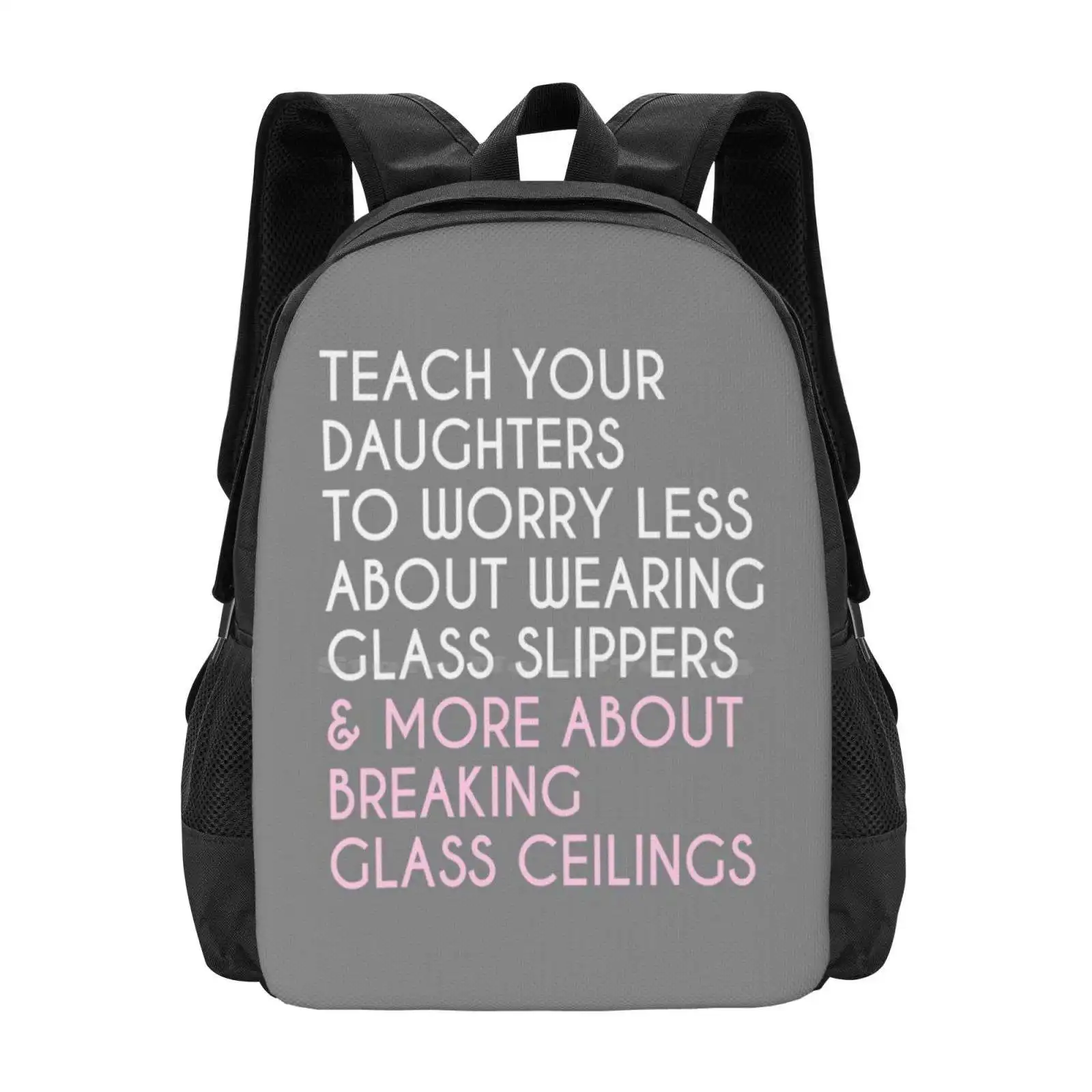 Breaking Glass Ceilings Pattern Design Bag Student's Backpack Feminism Strong Woman Boss Lady Womens Rights Resist