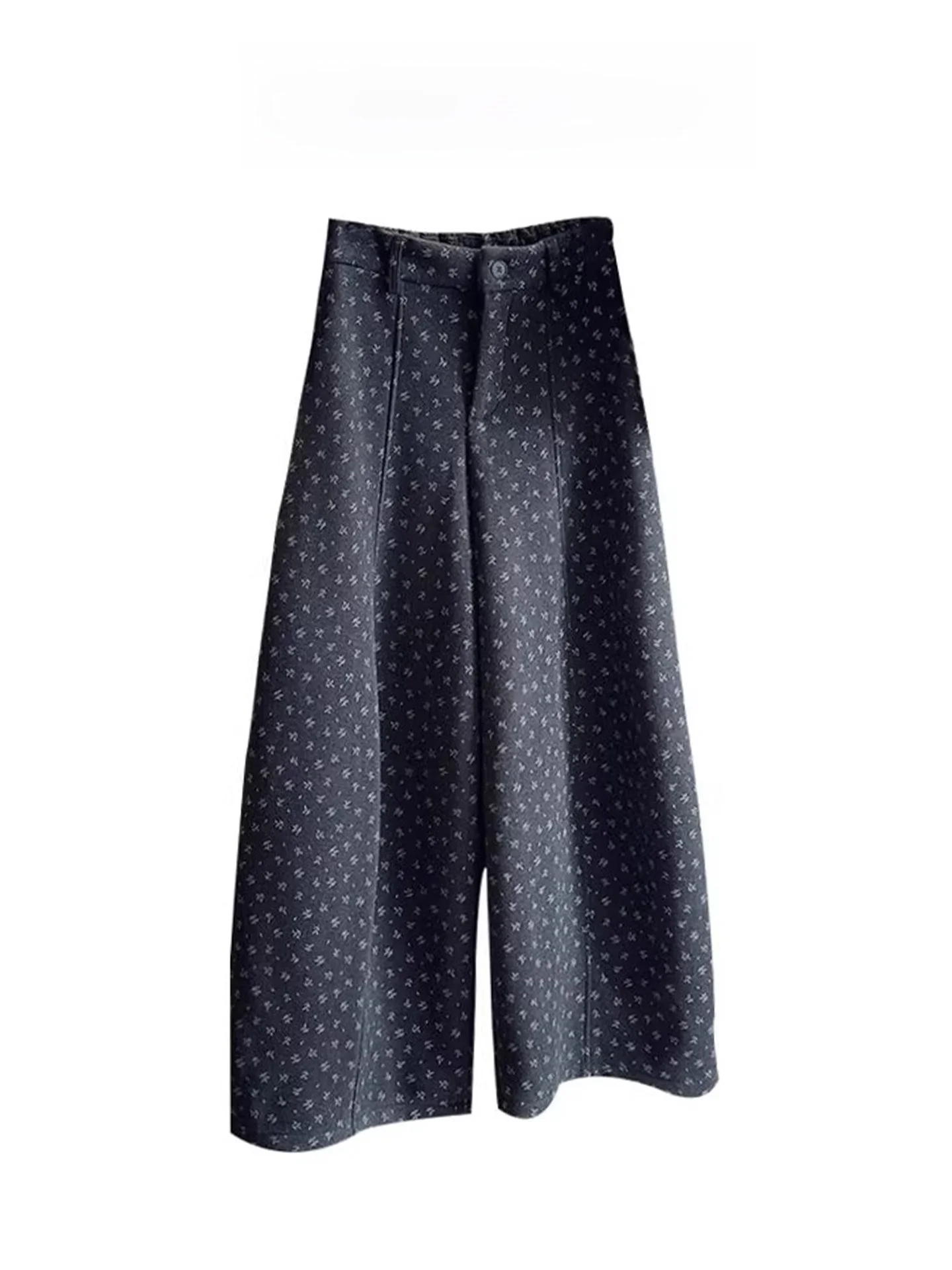 

Retro Floral Woolen Wide Leg Pants Women's Autumn Winter Thiened Fce High Waist Slimming Youthful Versatile Knife P...