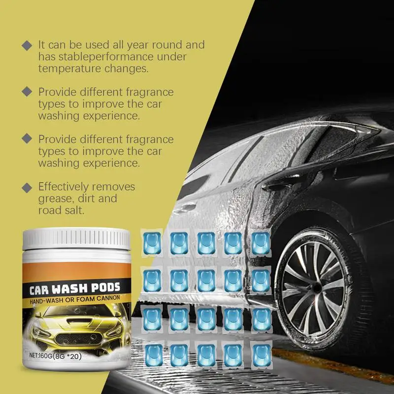 Car Exterior Cleaner 20Pcs Car Wash Beads Fast Dissolving Beads Car Wash Car Detergent Keeps Paint Looking Like New