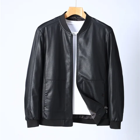 보온 가죽 자켓 가을 겨울 신상 남성용 레저 청년 가죽 자켓 가죽 재킷 가죽 자켓 보온 따뜻한 안감 있는 야구 코트 중년 가죽 자켓
